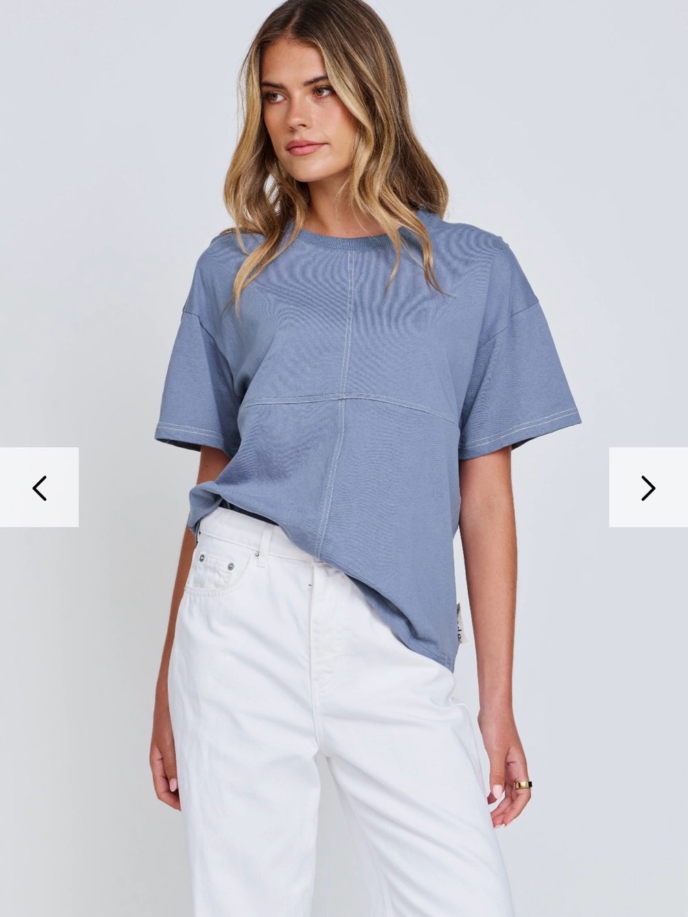 Apero Miro Contrast Panel Tee - Denim Blue / White, Large, Nursing Friendly